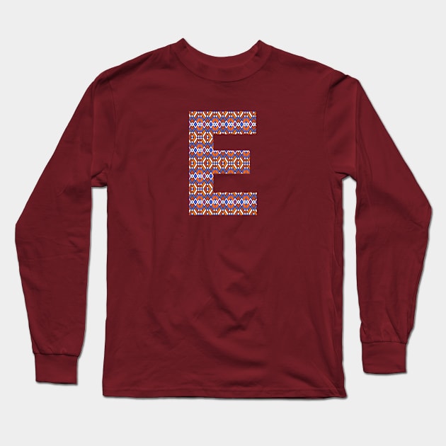 Monogram Letter E- geometric pattern Long Sleeve T-Shirt by RinaMosaics